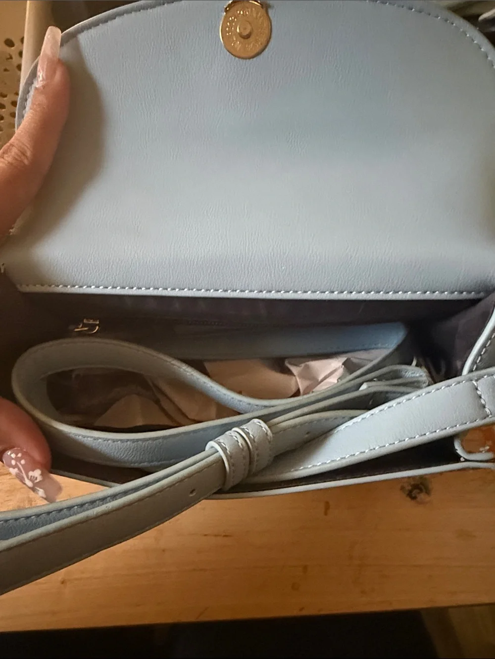Danielle Nicole Light Blue Cinderella Castle Satchel with Pink Accent
